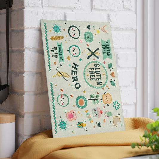 Glass cutting board with GLUTEN FREE HERO design3